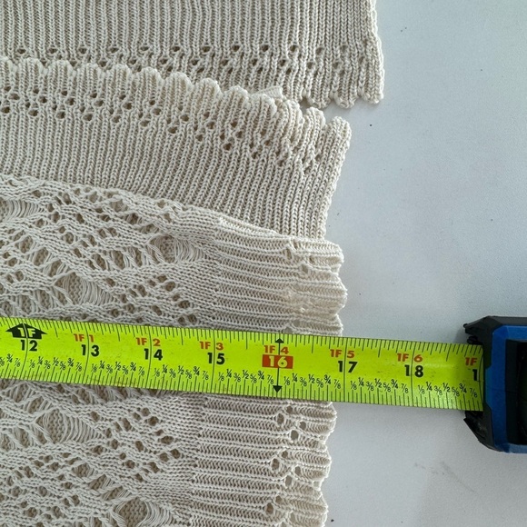 Perceptions Open Style Beige Knit Crochet Blazer - Picture 8 of 8